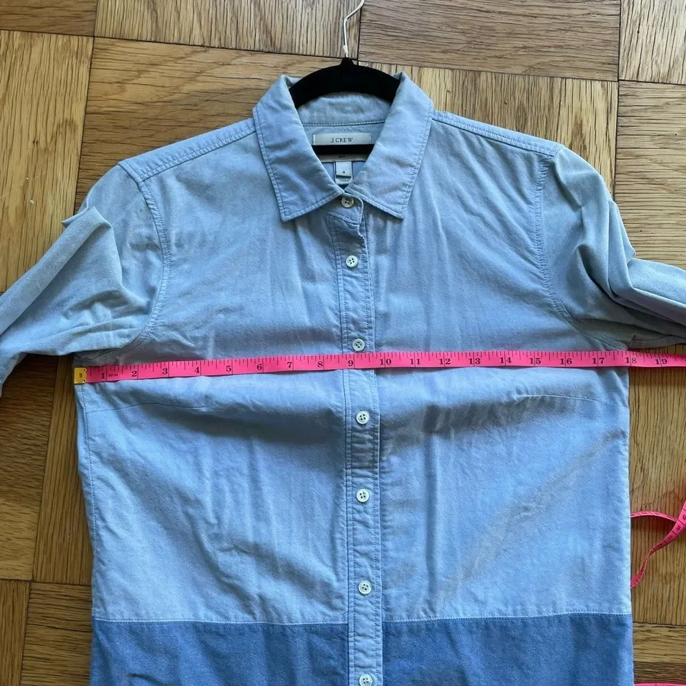 J Crew Blue Colorblock Boy Fit Oxford, Sz 0, Fits XS